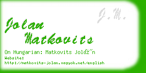 jolan matkovits business card